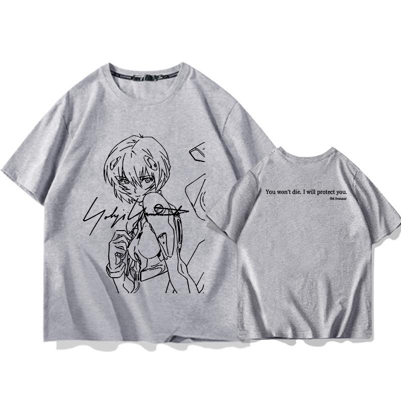 2025 Sommer Anime Chainsaw Ayanami Ri Kurzarm-T-Shirt bedruckt Herren 100% Baumwolle locker Jugend Student halbarmlig Trend Top