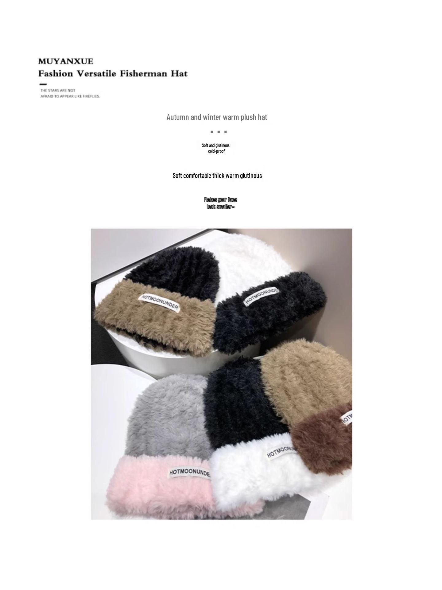 

Новинка - Женская зимняя плюшевая вязаная шапка с цветовыми блоками и защитой ушей, большой размер