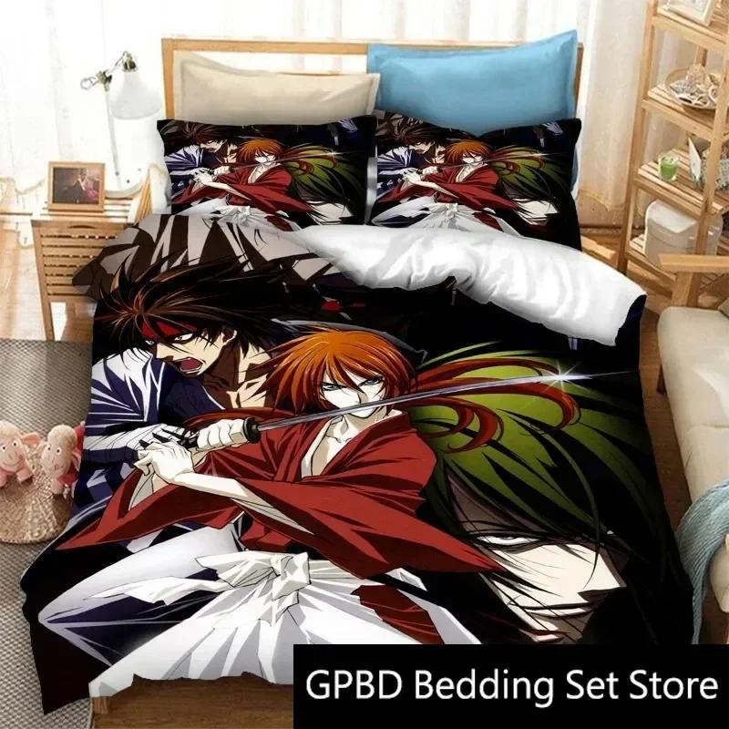 3D Print Anime Rurouni Kenshin Bedding Set Double Twin King Duvet Cover Comforter Pillowcase Boys Girls Adults Bedroom