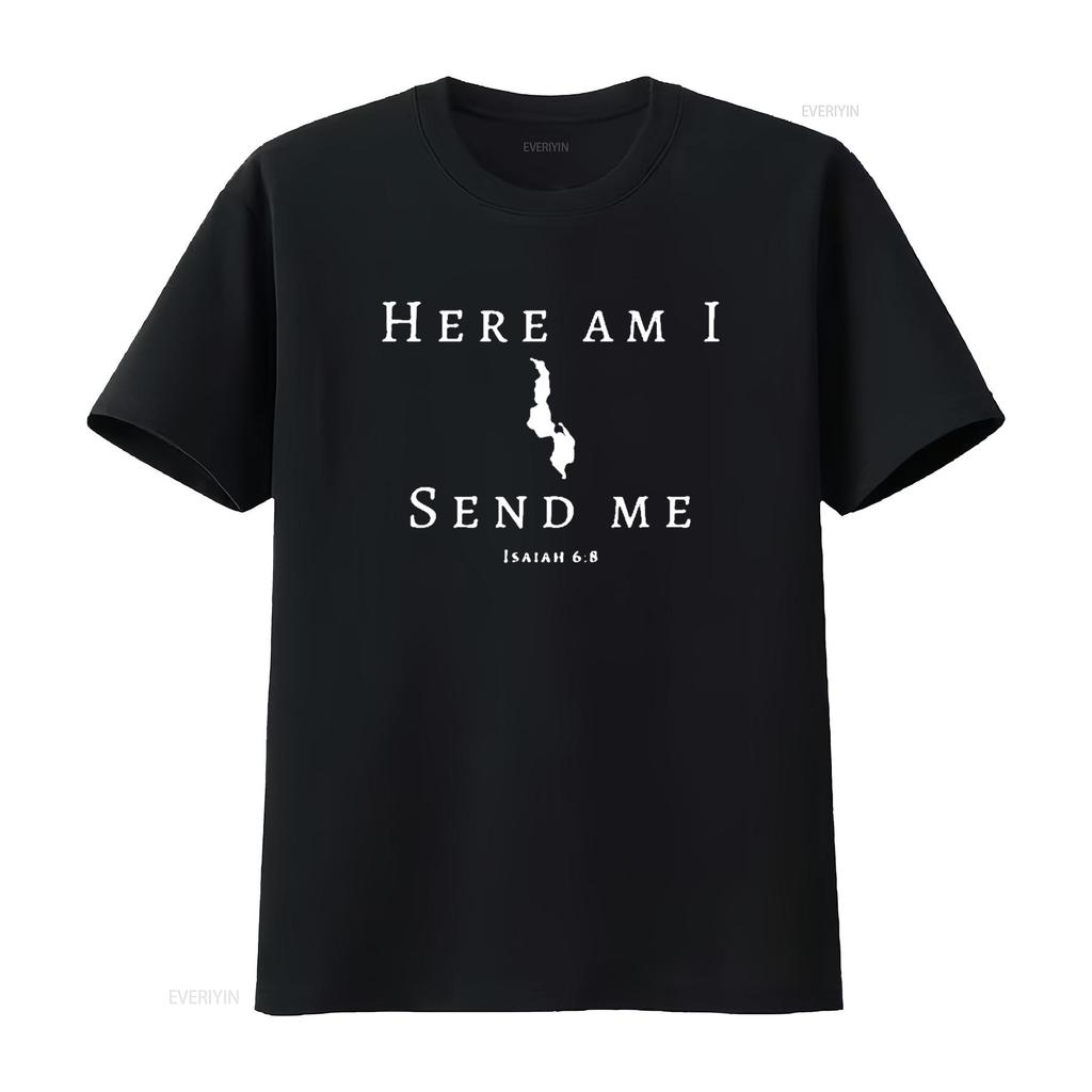 Here Am I Send Me Malawi Isaiah 6 Mission Trip Travel T Shirt Black X Large vintage Washed Top For Everyday Wear homme