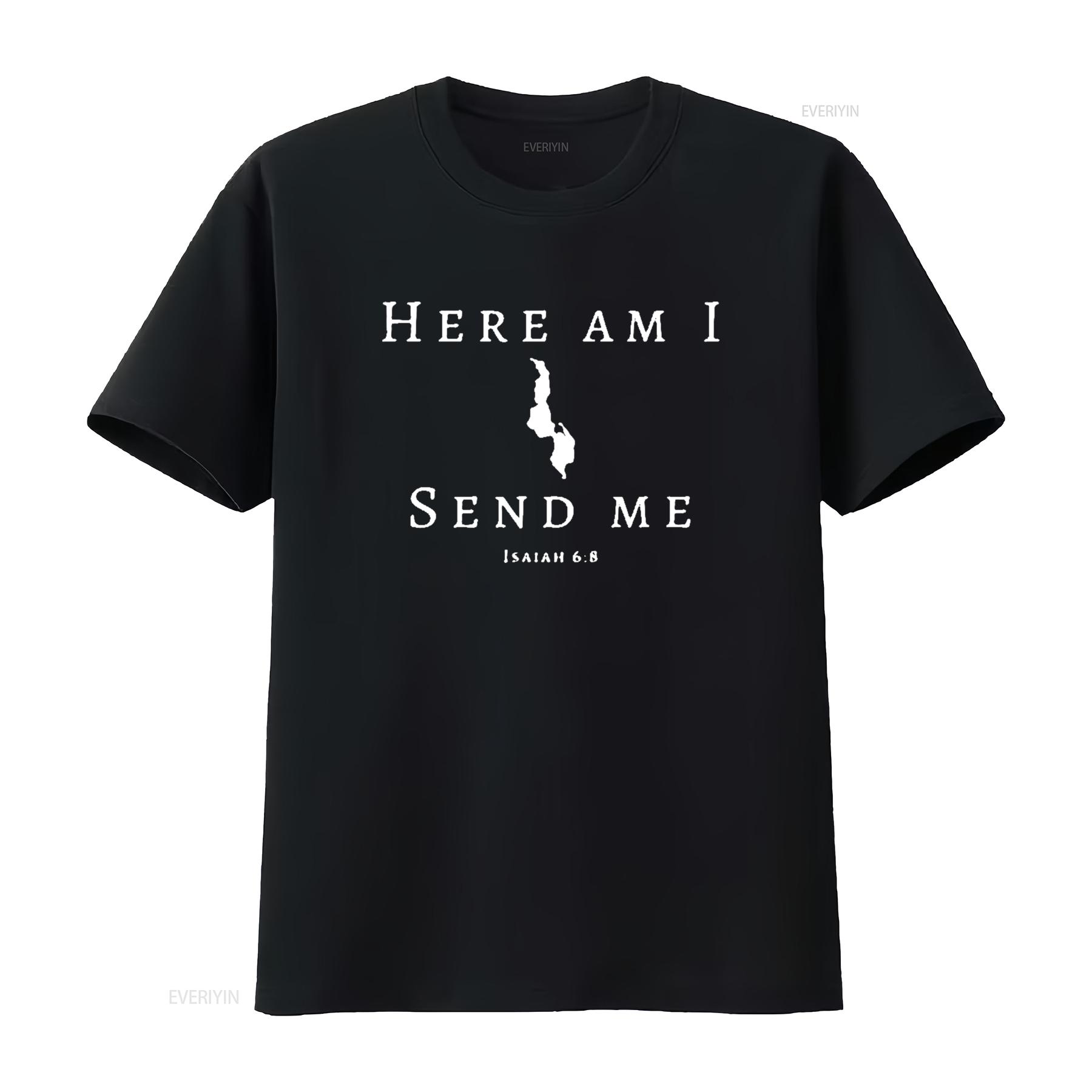 

Here Am I Send Me Malawi Isaiah 6 Mission Trip Travel T Shirt Black X Large vintage Washed Top For Everyday Wear homme 4XL