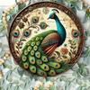 Vintage Peacock Wall Art Decor Blue Green Metal Painting Elegant Home Gift