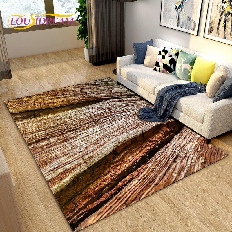 3D Wood Grain Area Rug,Carpet Rug for Living Bedroom Sofa Doormat Decoration,Kitchen Hallway Balcony Kid Play Non-slip Floor Mat