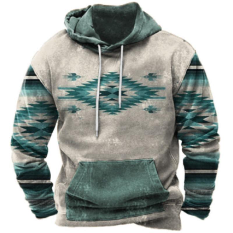 Vintage 3D Print Men's Hoodies Indian Style Pullover Oversized Casual Sweatshirt Tops Male Daily Streetwear Y2k Clothing For Men