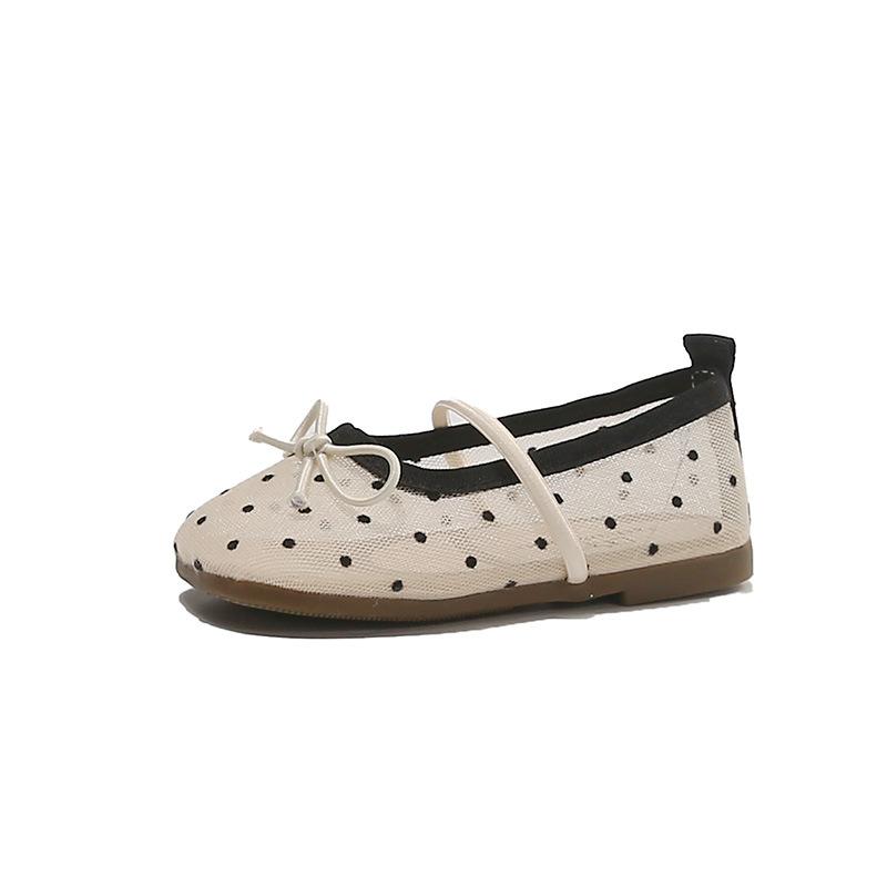 Cute Polka Dot Mesh Shoes for Girls2026Spring and Summer Bow-tie Princess Shoes for Young Children, Middle-aged Children, and Older Children,