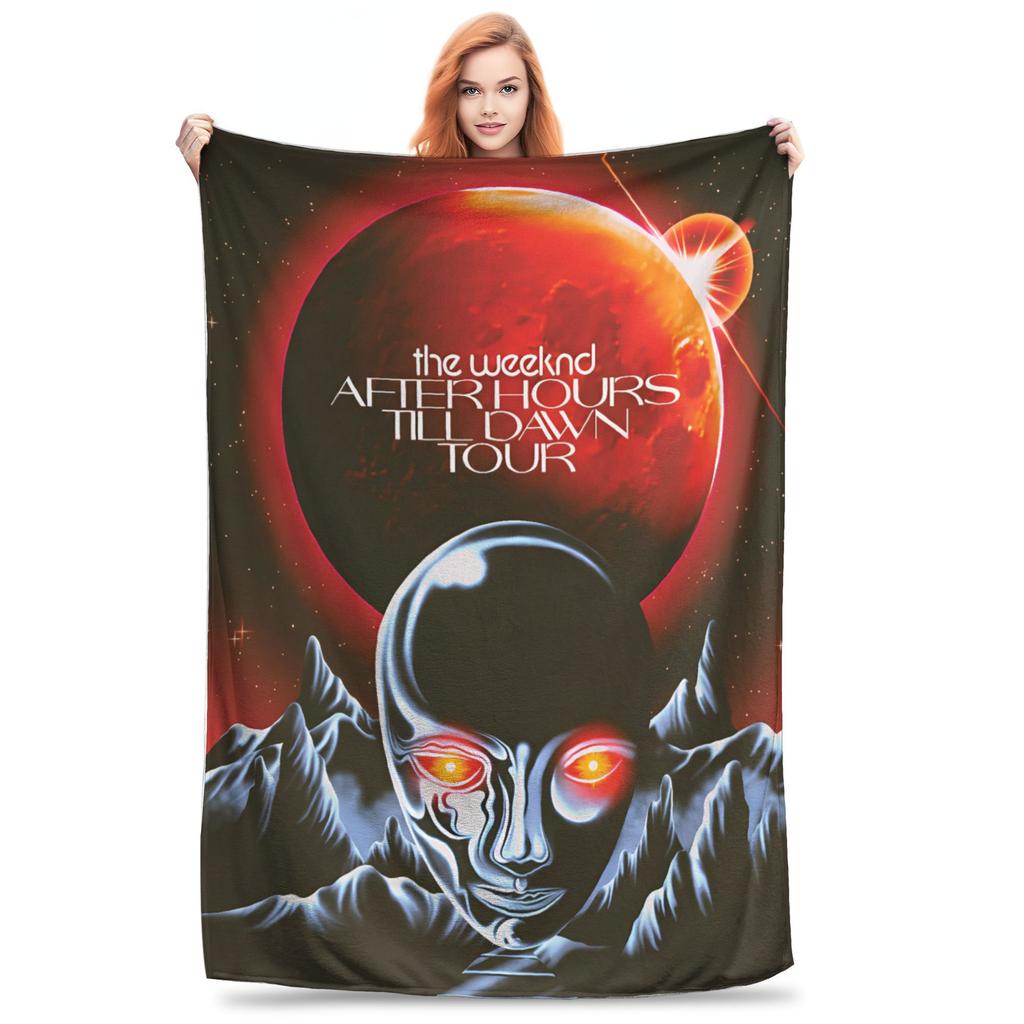 The Weeknds Rapper Singer Warm Blanket  Picnic Plush Bedding Throws Aesthetic Couch Chair Flannel Bedspread Sofa Bed Cover