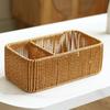 Sturdy Handwoven Storage Box Divided Sections Living Room Desktop Organization