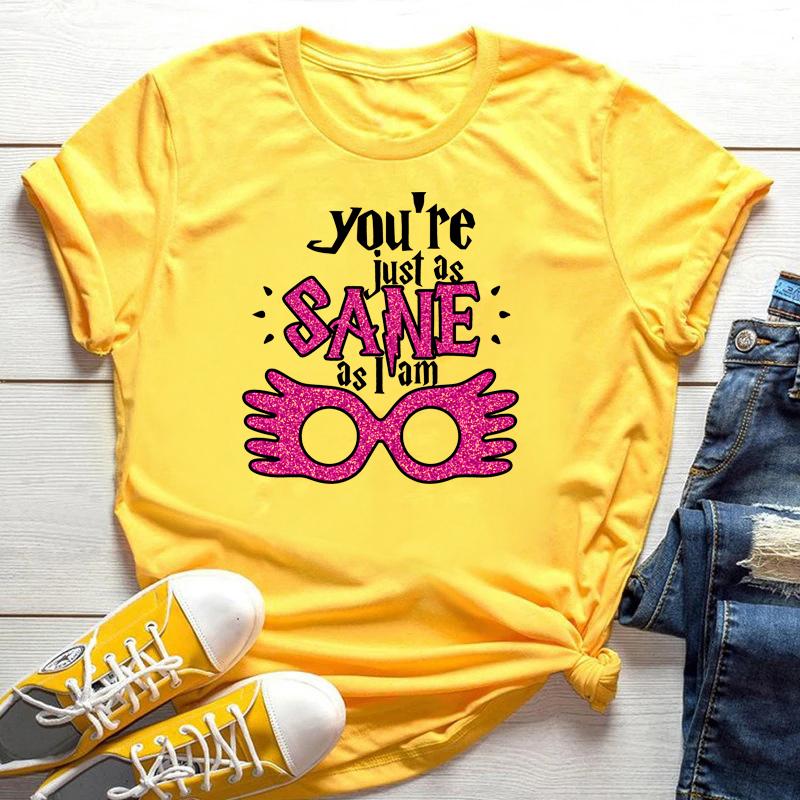 

Милая футболка Luna Lovegood для девочек, вдохновленная HP, футболка You re Just As Sane As I Am, футболка Spectra Specs Quote, топы Magic World XXXL жёлтый