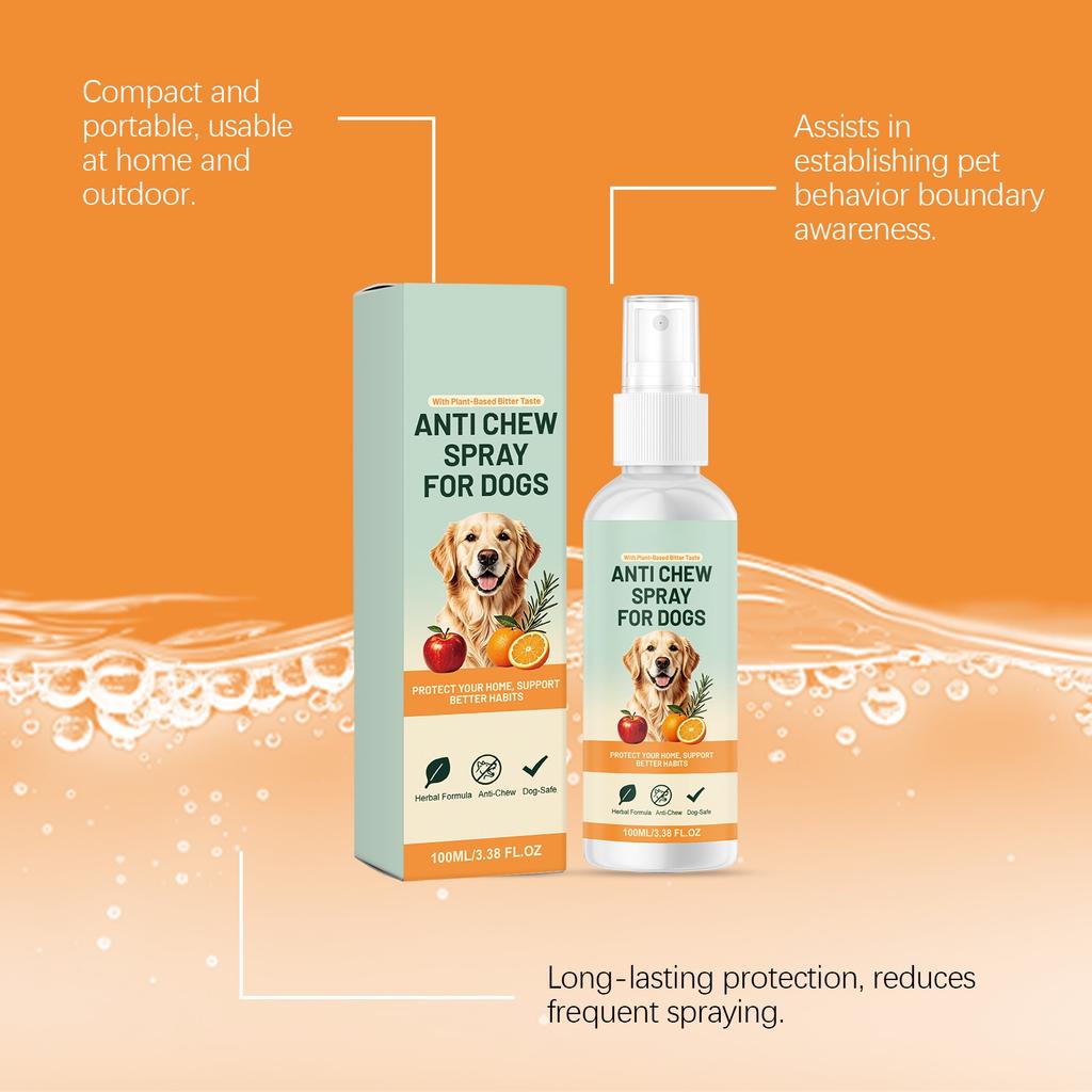 Anti Chew Spray for Dogs Natural Plant-Based Bitter Taste Deterrent Spray To Prevent Chewing and Biting for Pets 100ml Bottle