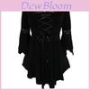 Elegant Plus Size Women Lace Up Blouse With Ruffle Details And Long Bell Sleeves