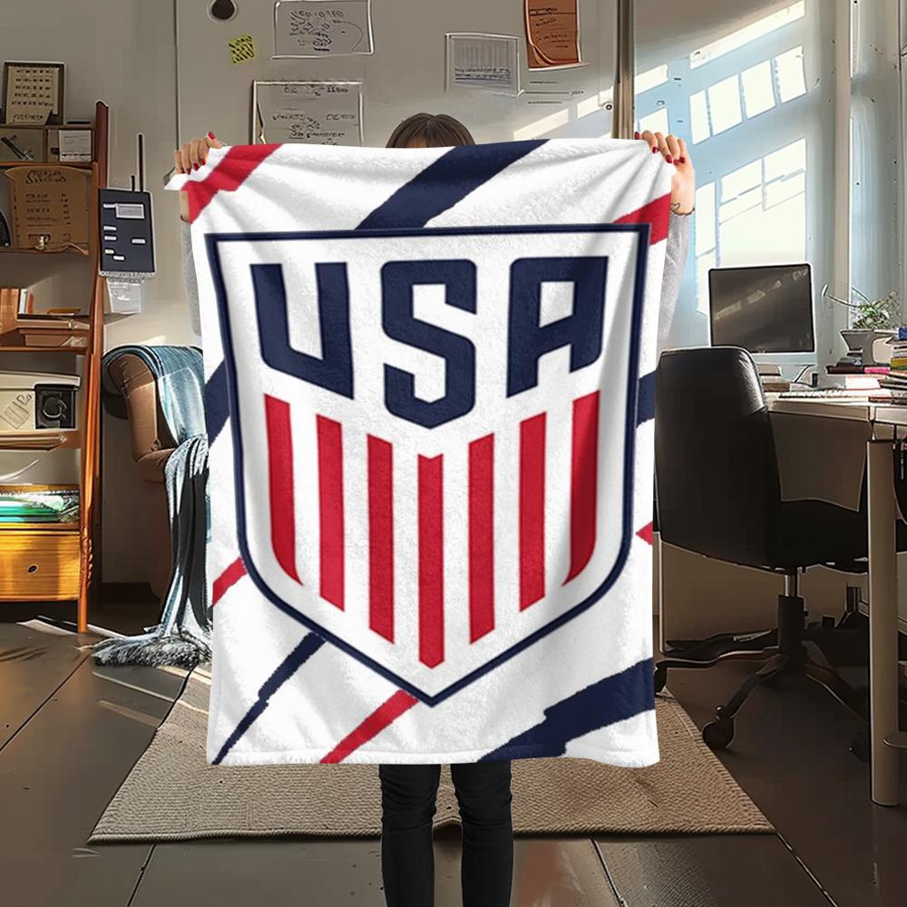 1Pc USWNT Print Flannel Blanket, High quality Comfortable for All Seasons, Home Decor, Warmth and Comfort, Perfect for Christmas GiftS