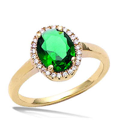 Emerald Green 'Victorina' Gold Plated Ring - 12x10 Mm