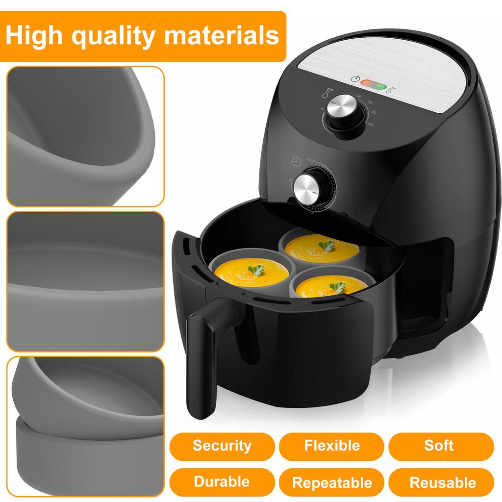 3Pcs Air Fryer Egg Mold Silicone Egg Poacher Cups Nonstick Egg Boiler Mould Cup Microwave Cooker Egg Bite Maker for Oven Kitchen