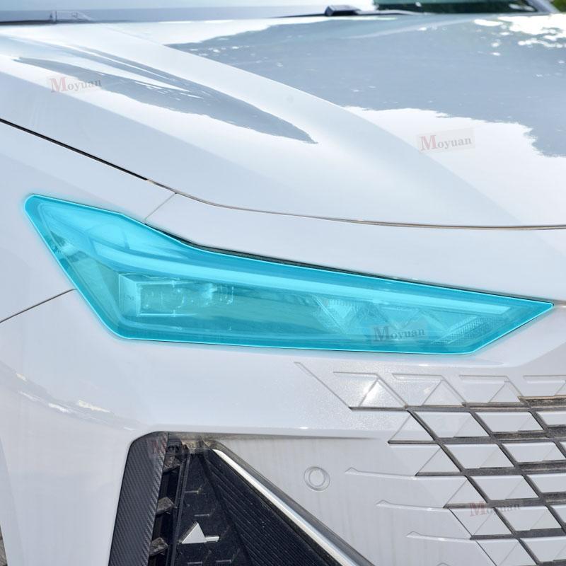 2 Pcs Car Headlight Protective Film Front Light Transparent Smoked Black TPU Sticker For Changan UNI-V - car Accessories