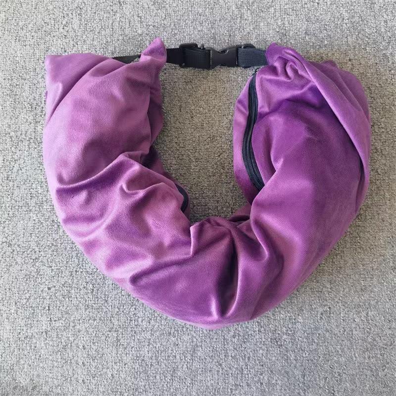 Travel Neck Pillow Self Filling Portable Stuffable Neck Pillow Airplane Car Travel Pillow Refillable Support Cushion Travel Bag