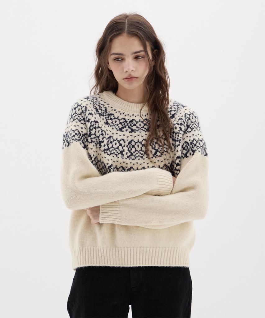 DANGLEDROP Dgdp Nordic Round Knit_Ivory