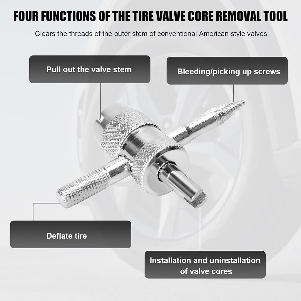 35PCS Valve Stem Puller Installer Tool Kit, Valve Cores & Caps with 4-Way Tool Single and Dual Single Head Remover, Universal Tire Stem Remover
