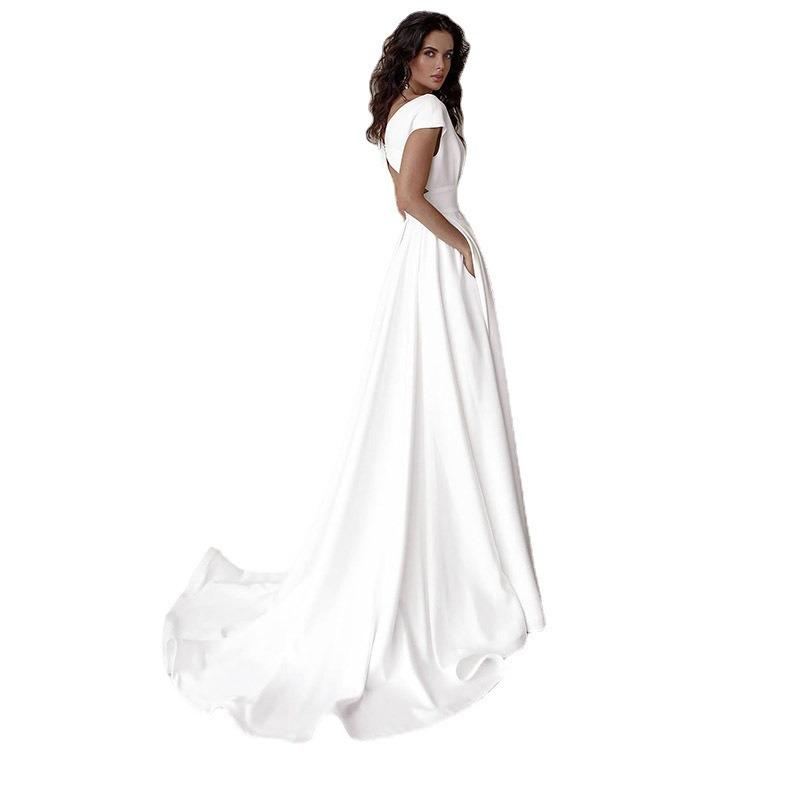Autumn and Winter Women's Clothing, New Collar Solid Color Dress, Floor-mopping Dress.