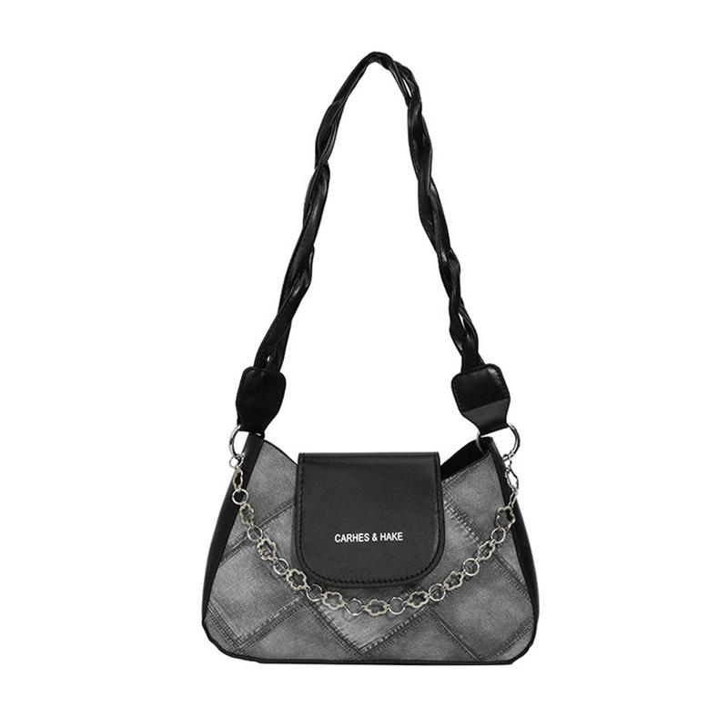 Vintage Pattern Chain Decoration Women'S Single Shoulder Bag Flower Pattern Shoulder Bag For Women, Chain Decor Underarm Purse