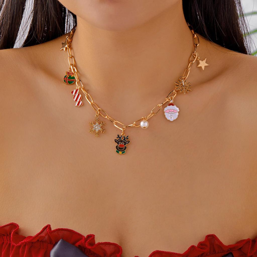 Santa Claus Jewelry Collection With Alloy Chains And Holiday Charm For Men And Women