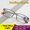 Fashionable Anti Blue Light Reading Glasses for Men and Women, Retro Full Frame Transparent Glasses, Refractive Power+1.0 To+4.0