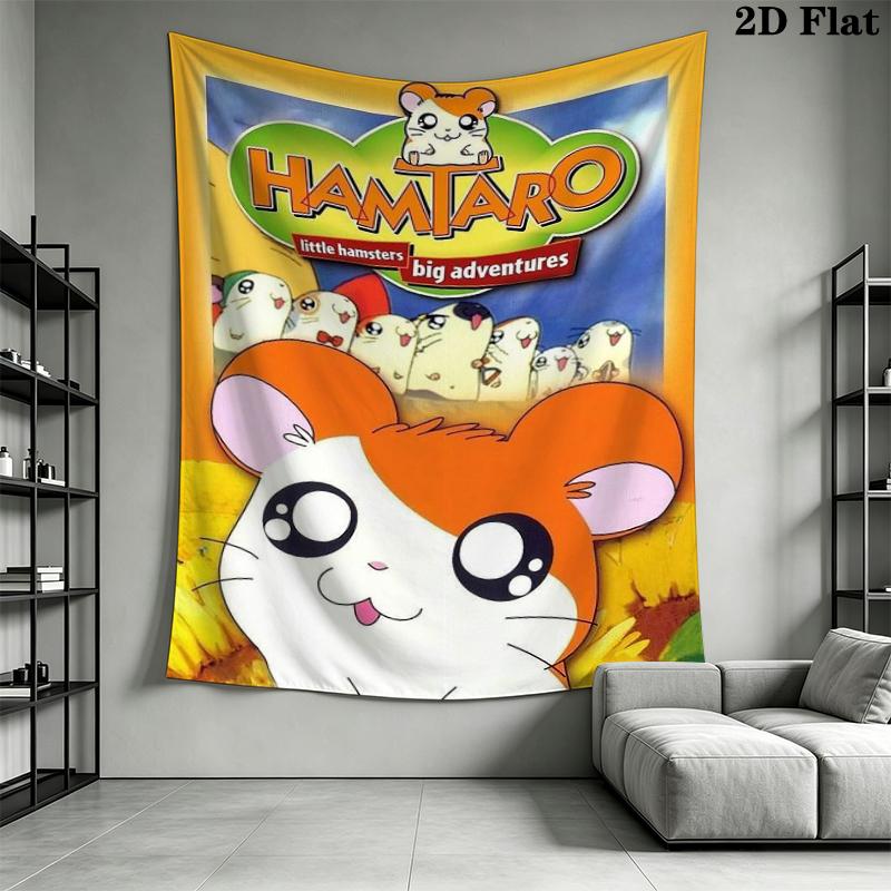 Hamtaro Wall Tapestry Aesthetic Wall Hanging Printed Fabric Blanket Decorative Tapestries for Bedroom Living Room Home Decor