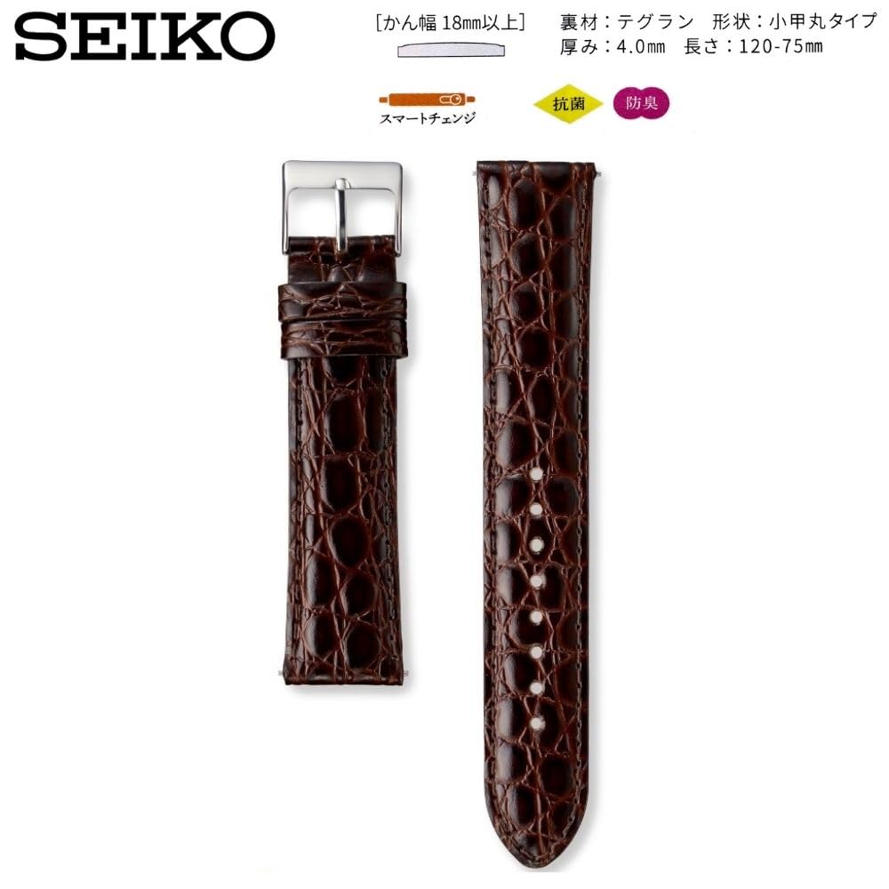 Watch Genuine Leather with Care Instructions [Seiko] Band, 19mm, Strap, Men's, (Dark Brown)
