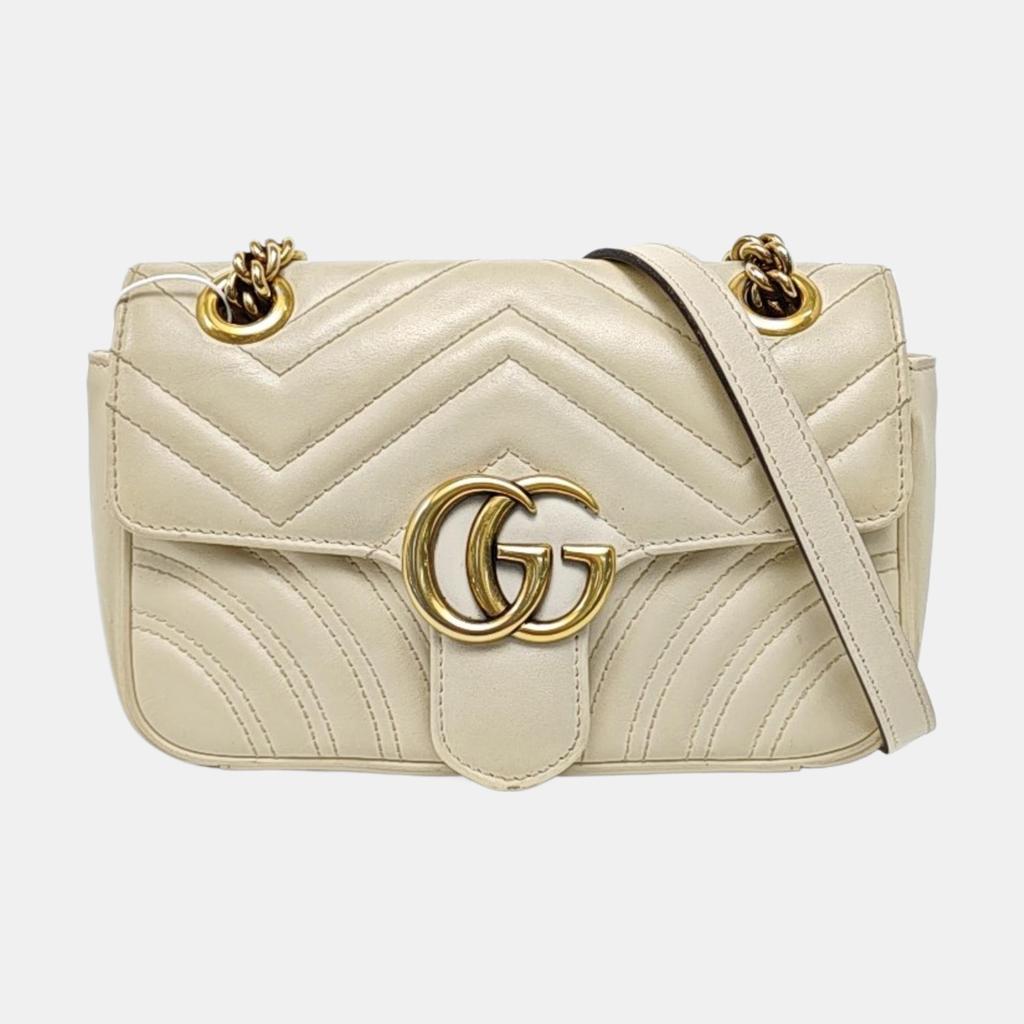[Pre-Owned] Gucci GG Marmont Matelassé Mini Bag 'White' - Good #BI8M2W