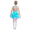 Girls Sparkly Rhinestone Latin Dance Dress Sleeveless Backless Design with Flowy Tiered Skirt for Competition