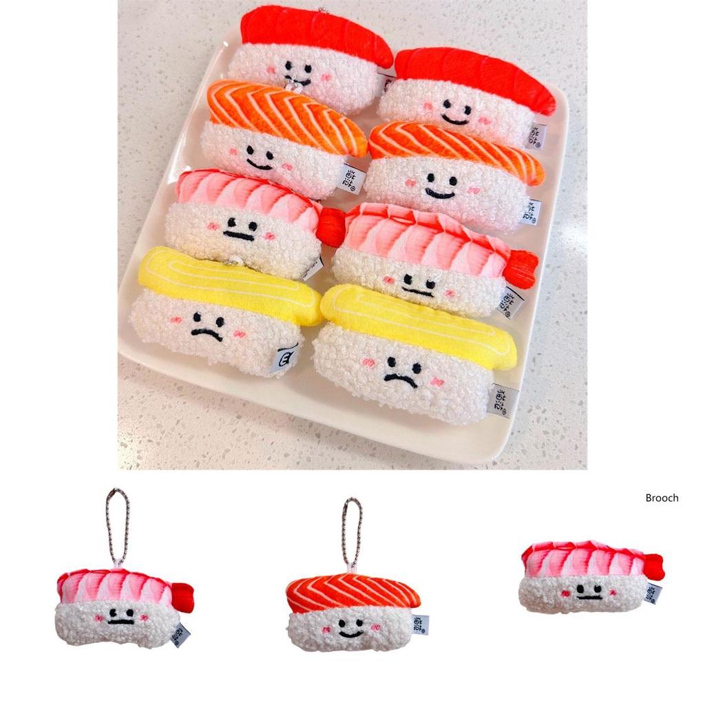 Authentic Salmon And Sweet Shrimp Sushi Plush Pendant Pin Cute And Funny Cartoon Food Hanging Decoration Gift Sushi Pendant)
