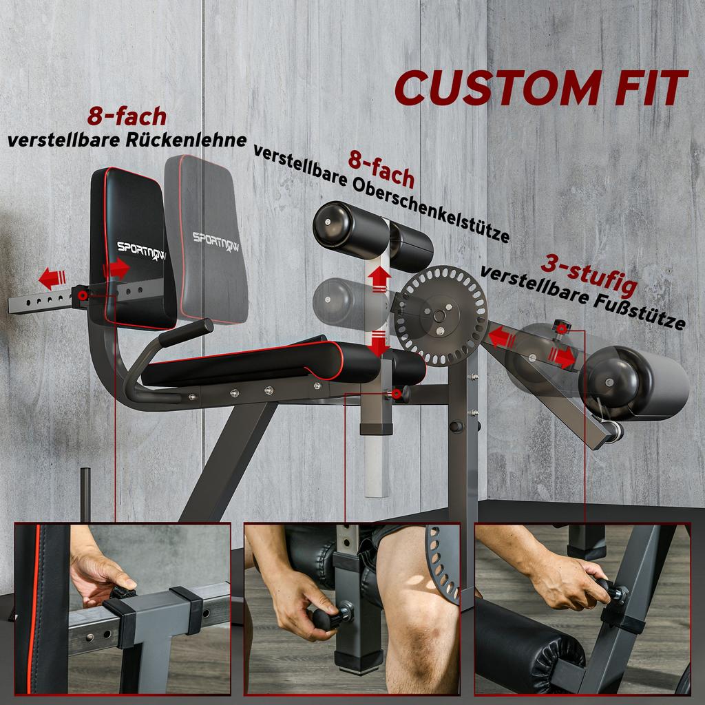 Sitzende Beinpresse und Beinstrecker, Verstellbare Beinhebermaschine und Curlmaschine mit Scheibenbeladung für Hüfte, Oberschenkel, Unterkörper-Training