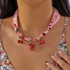 Adjustable Bohemian Scarf Necklace Vintage Neck Chain Sweet Cherry Strawberry Choker  Casual Wear