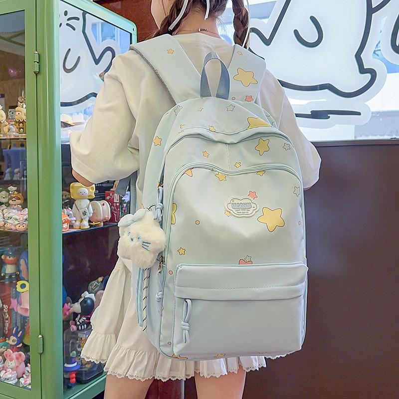 Star Lightweight Printed Casual Backpack With Nylon Material For Teens Use Daily