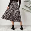 Fusta de femeie cu talie înaltă, elegantă, care atinge pielea, elastică, manopera fină, îmbrăcare șifon, imprimeu leopard, fustă în formă de A, îmbrăcăminte zilnică