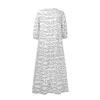 Oversized Women Casual Round Neck 3/4 Sleeve Striped Print Loose Maxi Ruffled Dress