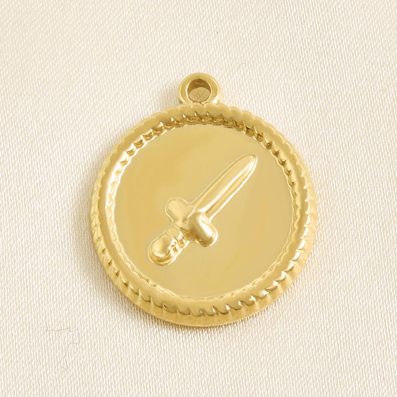 5pcs Pvd Round Charm Tool Wrench Sword Animal Stainless Steel Pendants For Jewelry Making Bracelets Keychain DIY Bag Charms Bulk
