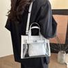 Transparent PVC Jelly Bag Spring 2025 New Mori Soft Girl Fashionable Versatile Portable Messenger Letter Tote Bag