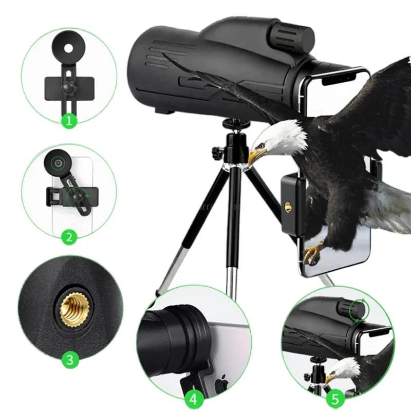 Powerful 50X60 Monocular Portable Professional Telescope with Low Light Night Vision Long Range for Hunting Camping