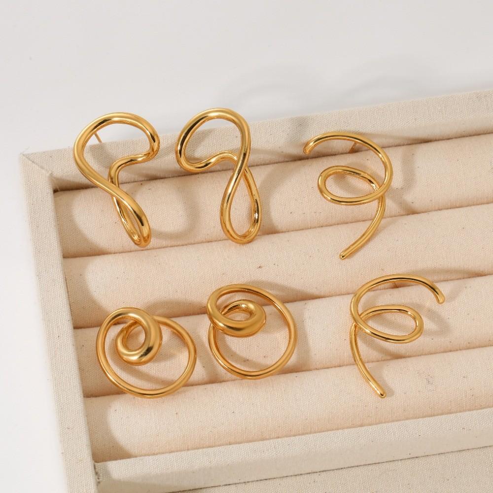 Minimalist Stainless Steel Geometric Earrings With Irregular Lines For Women Fashion Accessories