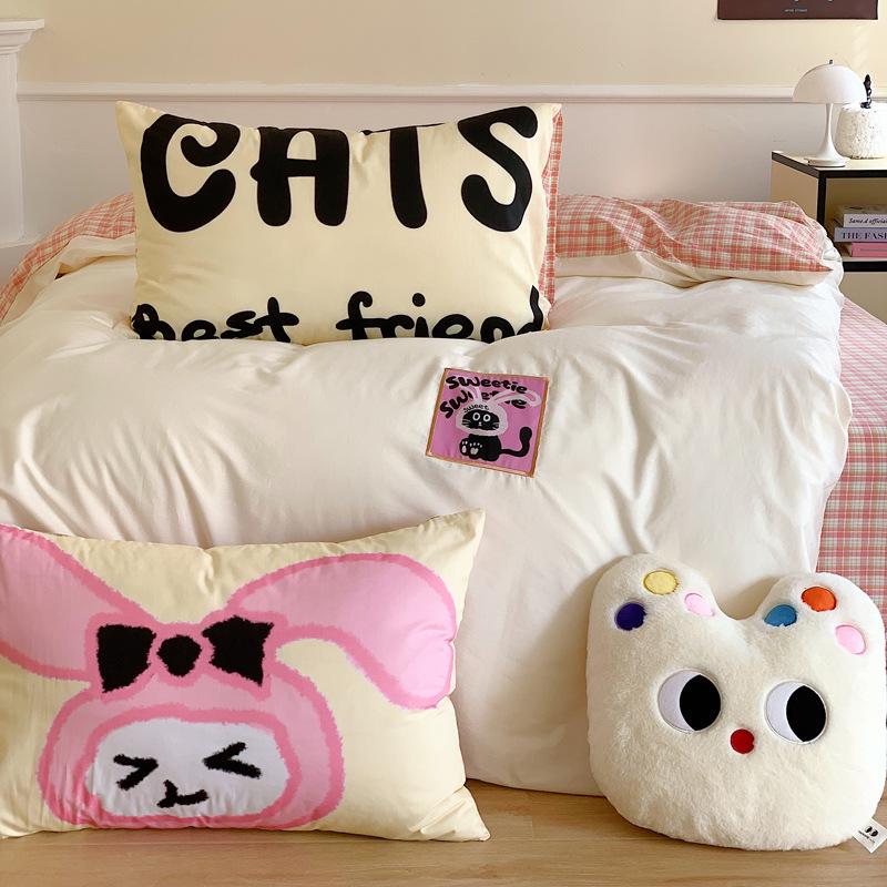 Pure Cotton Pillow Set: Includes Single 48x74cm Pillowcase, Pair of Pillow Inserts, Liner, and Cover.