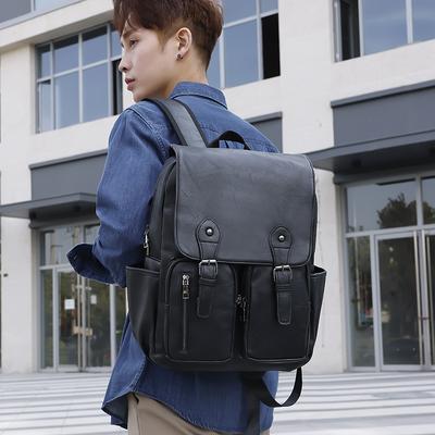 New Trendy Bag Pu Leather Backpack, Casual and Fashionable Student Travel Bag, Large-capacity Business Backpack.