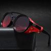 Unisex Okulary Przeciwsłoneczne Vintage Steampunk Męskie Projektanckie Projektanckie Retro Okrągłe Skórzane Okulary Przeciwsłoneczne Steam Punk Gogle Outdoorowe Uv400
