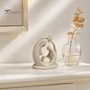 Fireplace Christmas Decor 3D Printed Holy Family Ornament, Abstract Crescent Sculpture with Matte White Home Ornament Star, Religious Desktop