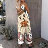 Damen Spaghettiträger Jumpsuit Süße Schwarze Katze Hexenhut Kürbis Halloween Print Weite Hosen Mit Taschen