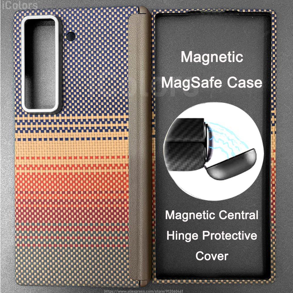 Magsafe Case For Samsung Galaxy Z Fold Special /W25 Central Axis Hinge Magnetic Cover Aramid Carbon Fiber Case Hinge Cover