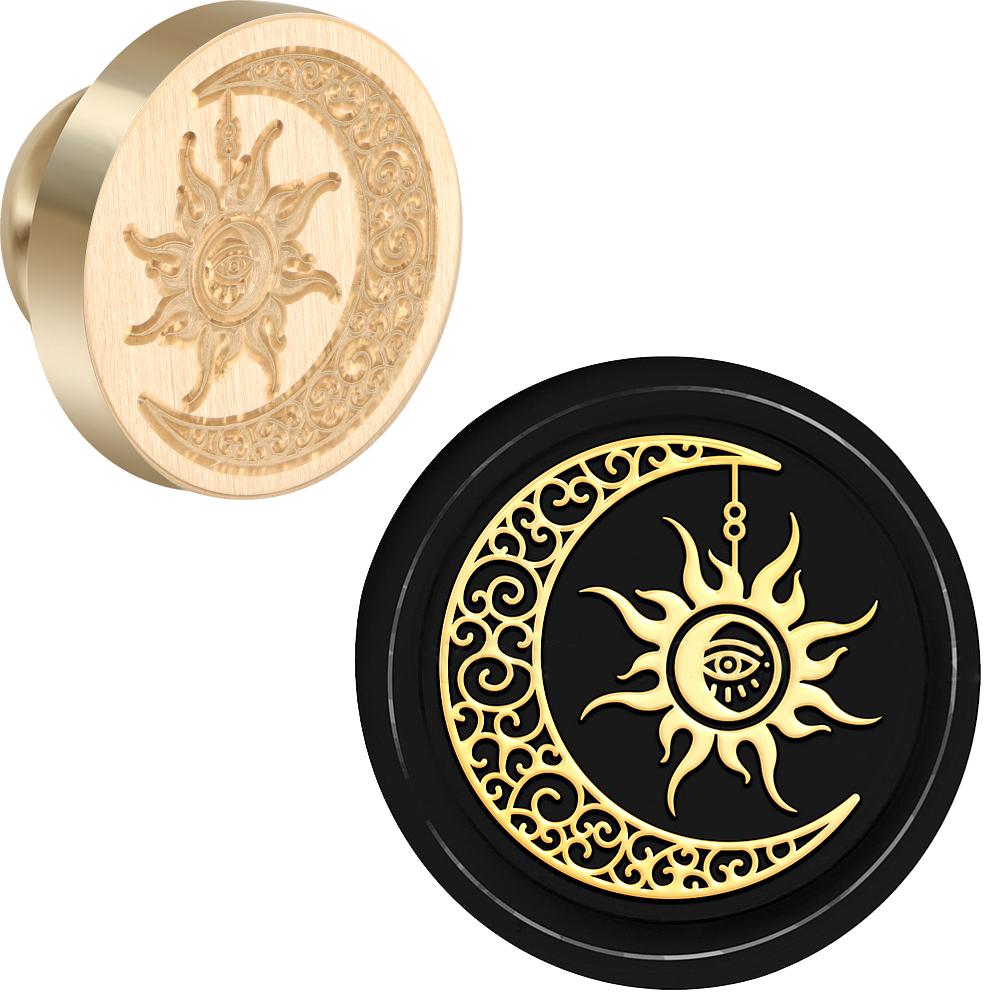 Moon and Sun Theme Wax Seal Stamp Head Auspicious Clouds Removable Sealing Brass Stamp Head Olny for Creative Gift Envelopes