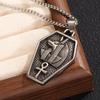 Men's Vintage Anubis Pendant Necklace with Stainless Steel Sarcophagus Design and Long Box Chain