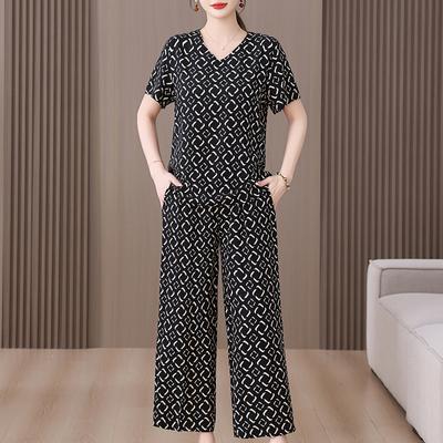 Sommer Damen Zweiteiler Set Übergröße Elegant Baumwolle Leinen Weite Hosen Sets Freizeit Damen Kleidung