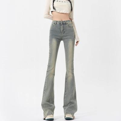 Vintage Blue Flare Jeans Ženy Leto Vysoký pás Úzke Džínsové nohavice Denim Nohavice Streetwear v kórejskom štýle Y2K