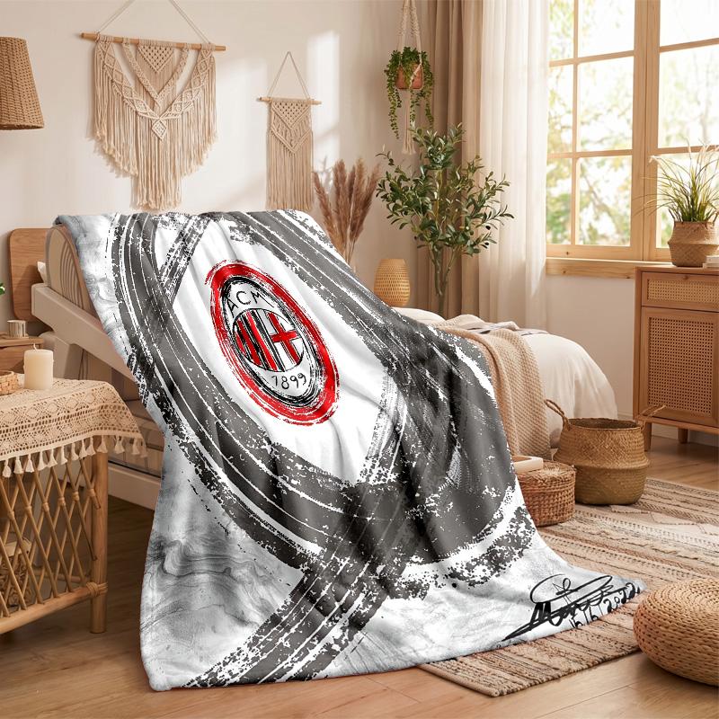 Coperta in Flanella con Stampa AC Milan Morbida Calda Coperta da Divano Letto per Casa Ufficio Camera da Letto